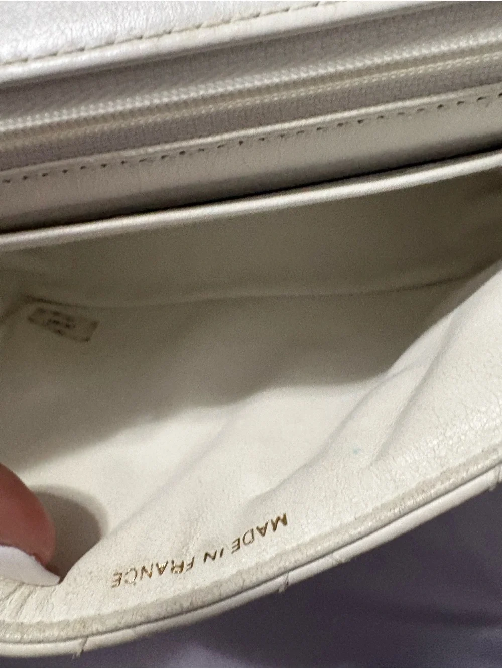 Authentic CHANEL White Quilted Leather Shoulder Bag with Stitched CC - Picture 9 of 14